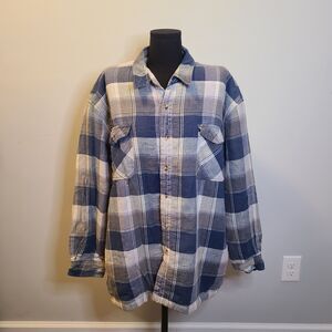 Vintage 90's David Taylor Blue Plaid Sherpa Fleece Shacket Size XXL Lumberjack